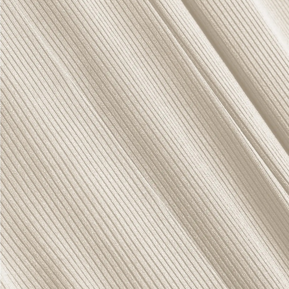 Cream Ribbed Wide-Leg Pants - Picture 3 of 4